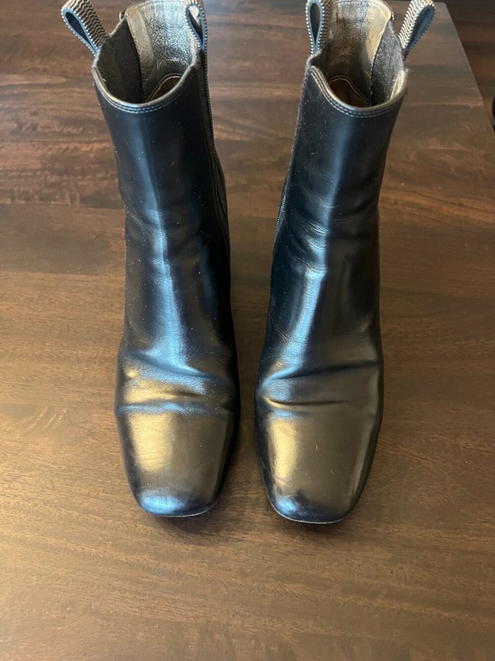 Brunello Cucinelli Black Leather Stretch Booties 39.5